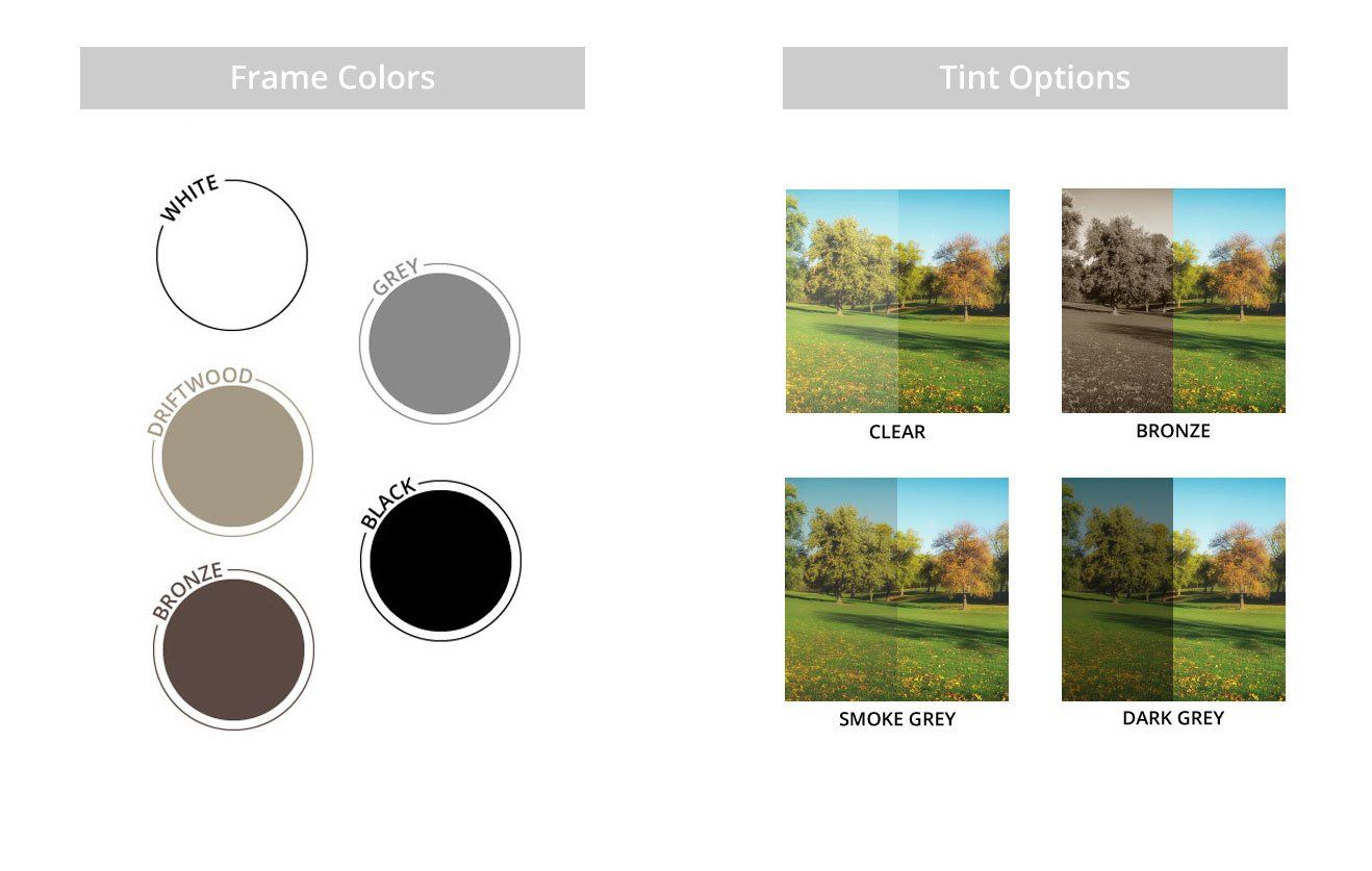 Sunspace Porch Window Frame Color  & Tint Options