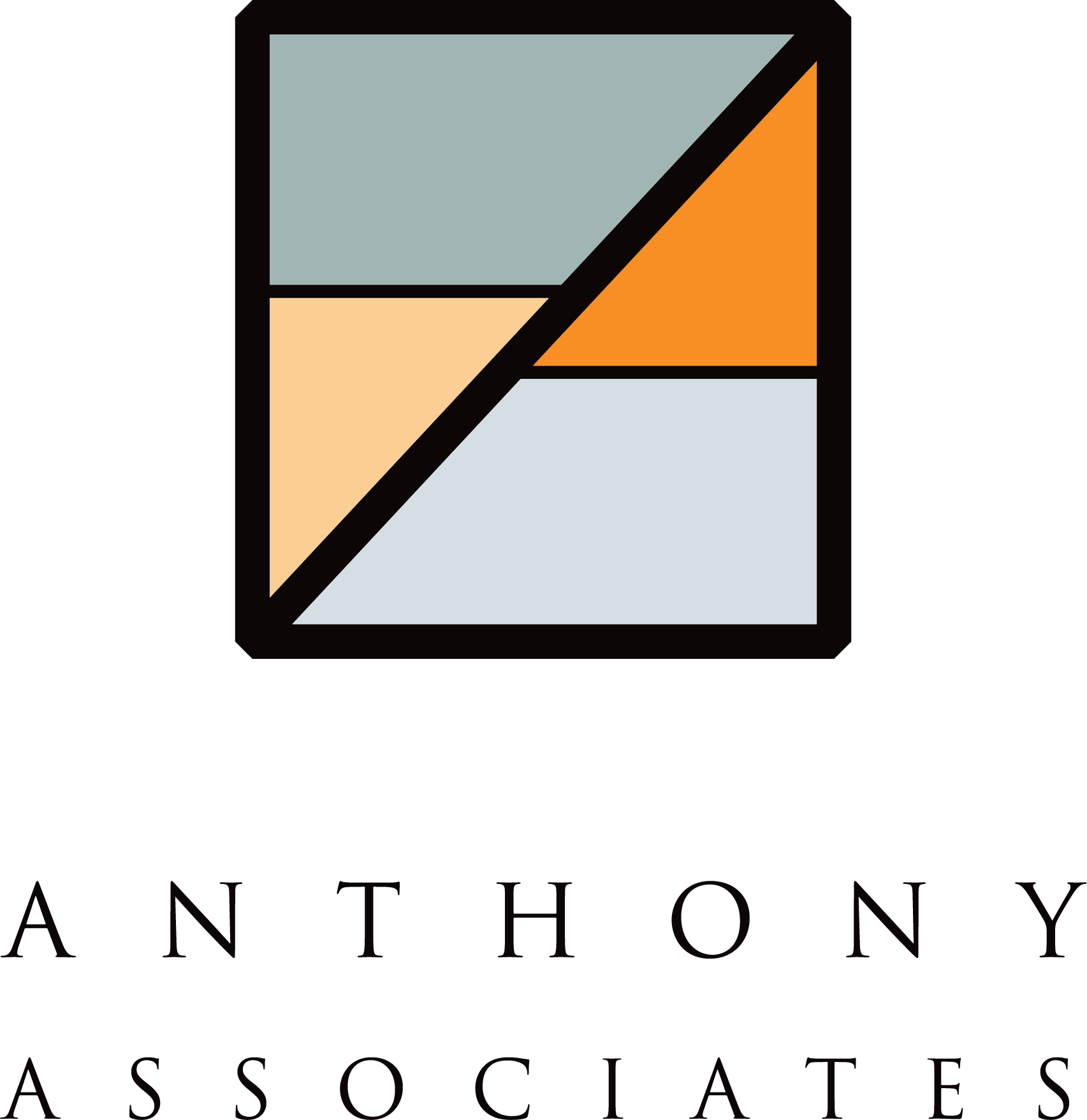 The logo for anthony associates is a square with a triangle in the middle.