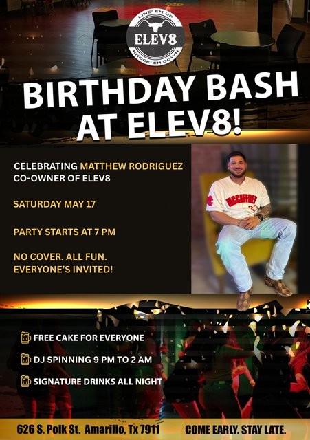 A poster for a birthday bash at elev8