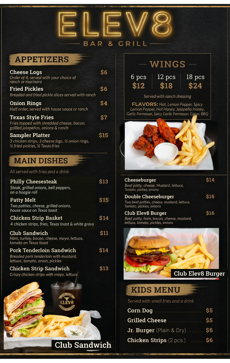 A menu for a restaurant shows a variety of cocktails.