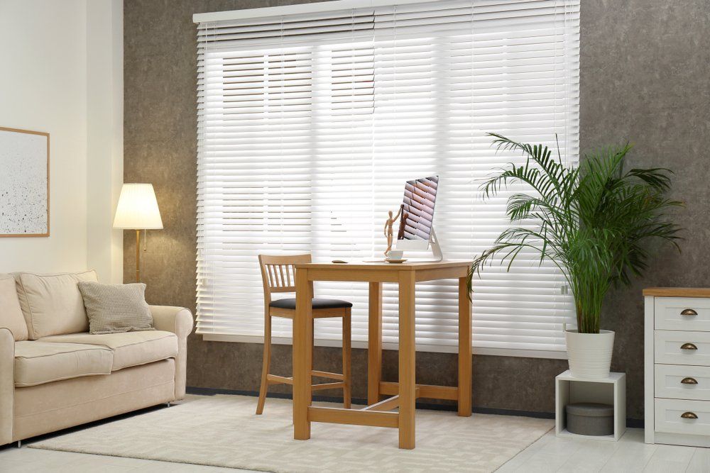 Workplace With Blinds — Venetian Blinds In San Remo, NSW
