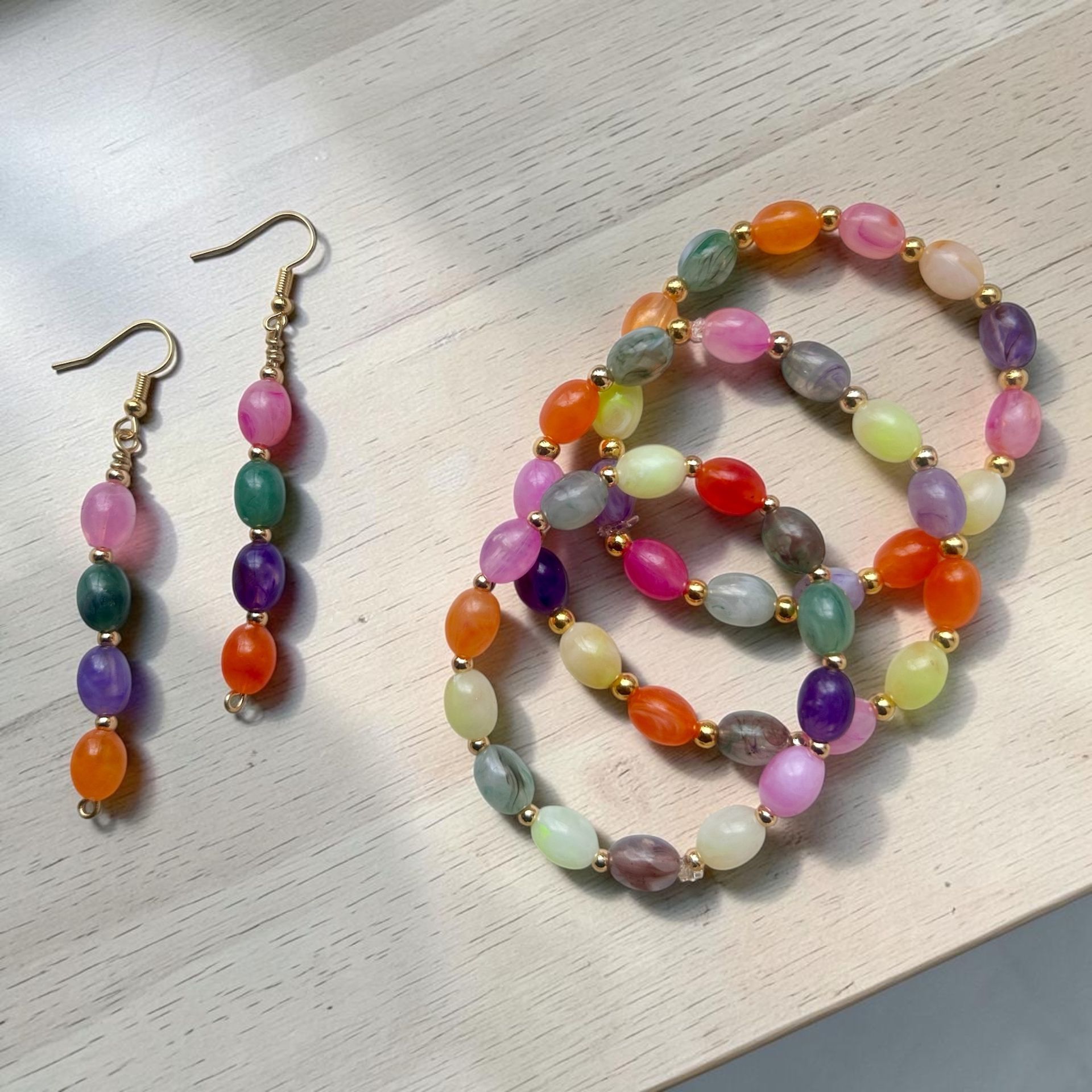 Beaded Bracelet and Earring Set