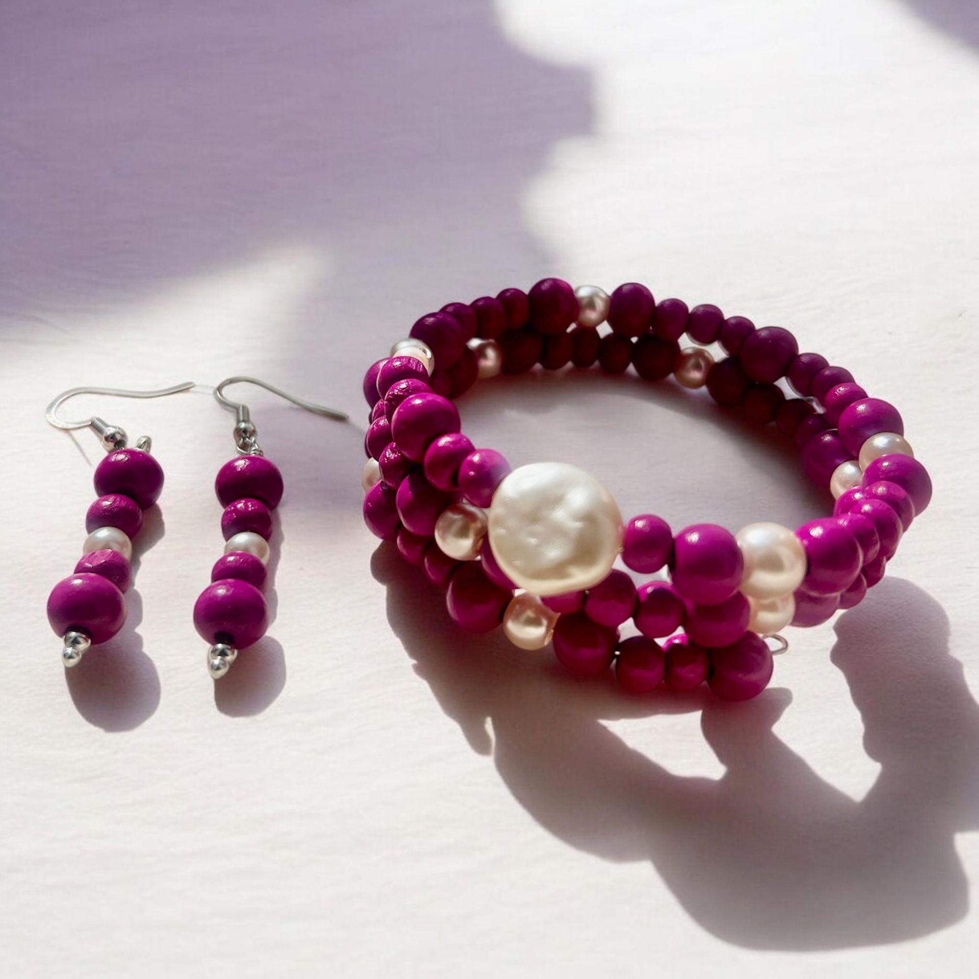Purple Memory Wire Bracelet Set