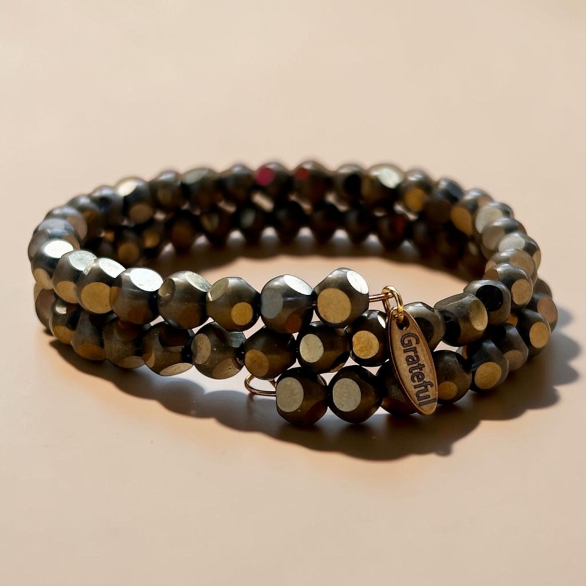 Metallic Memory Wire Beaded Bracelet