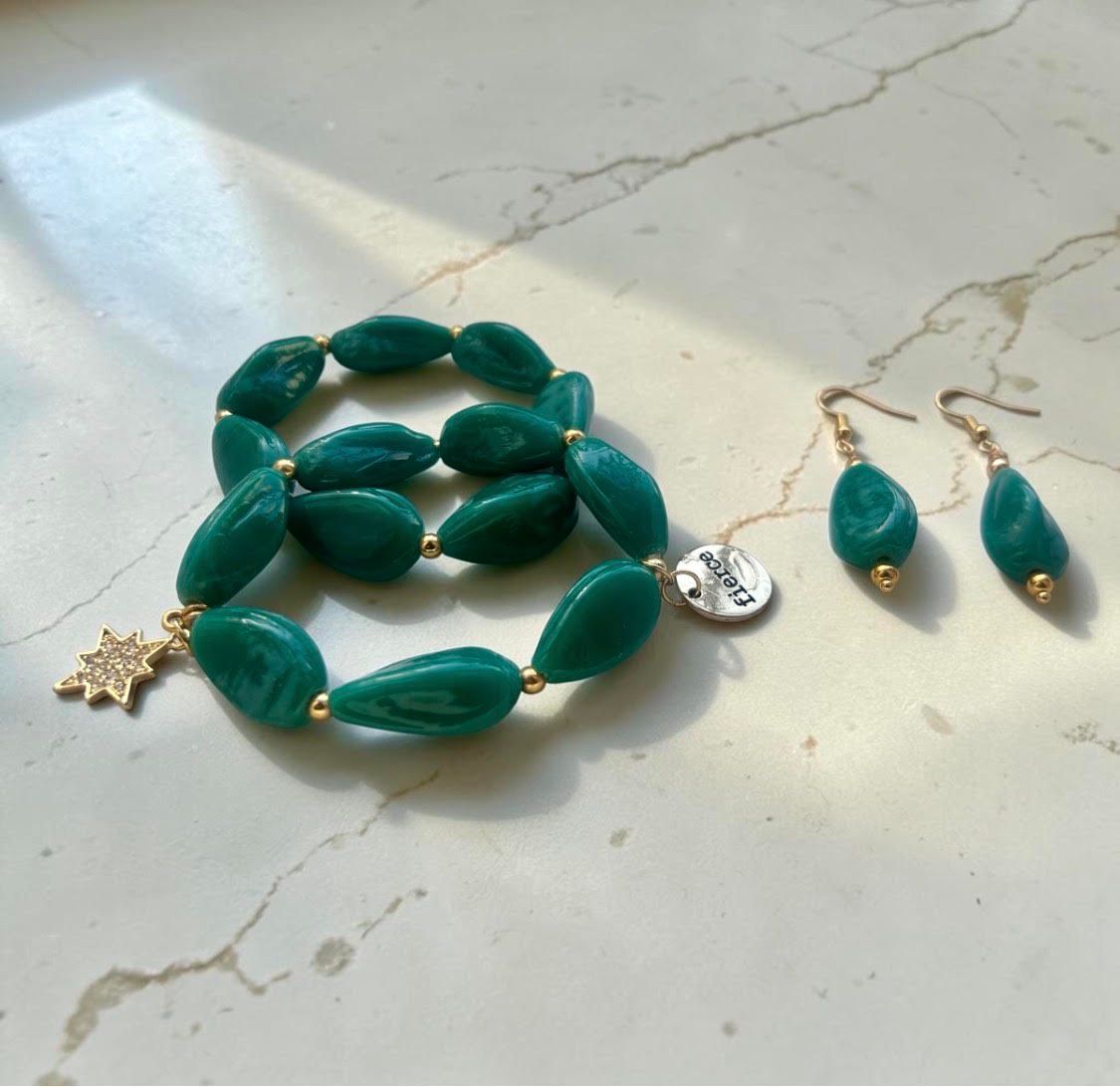 Emerald Green Bracelet and Earring Set