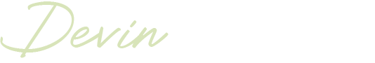 the word devin is written in green on a white background .