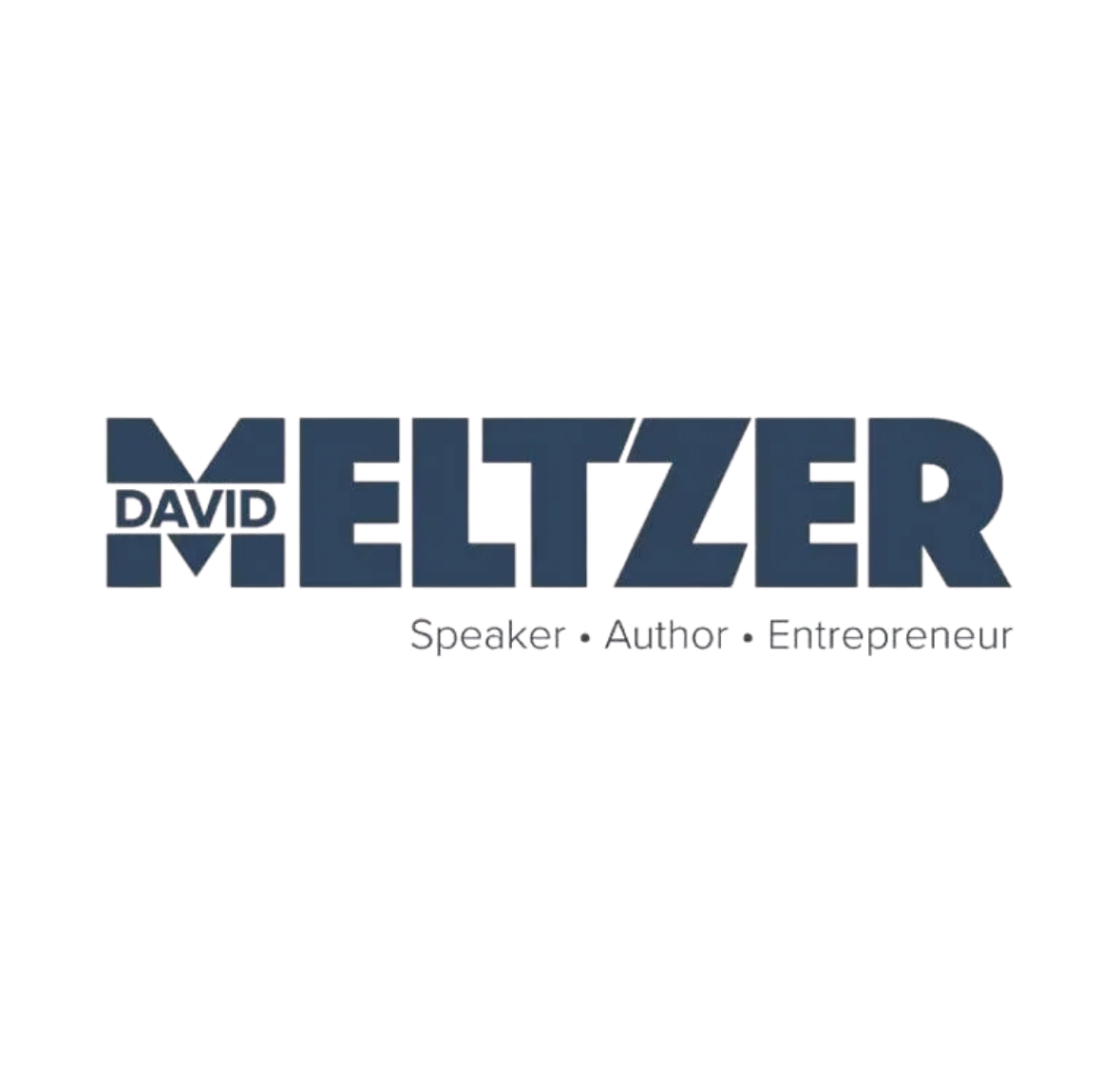a logo for david meltzer speaker author and entrepreneur