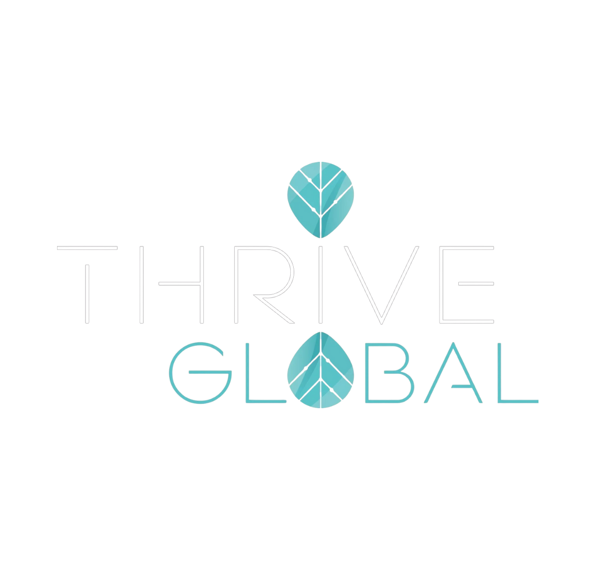The logo for thrive global has a heart and leaves on it.