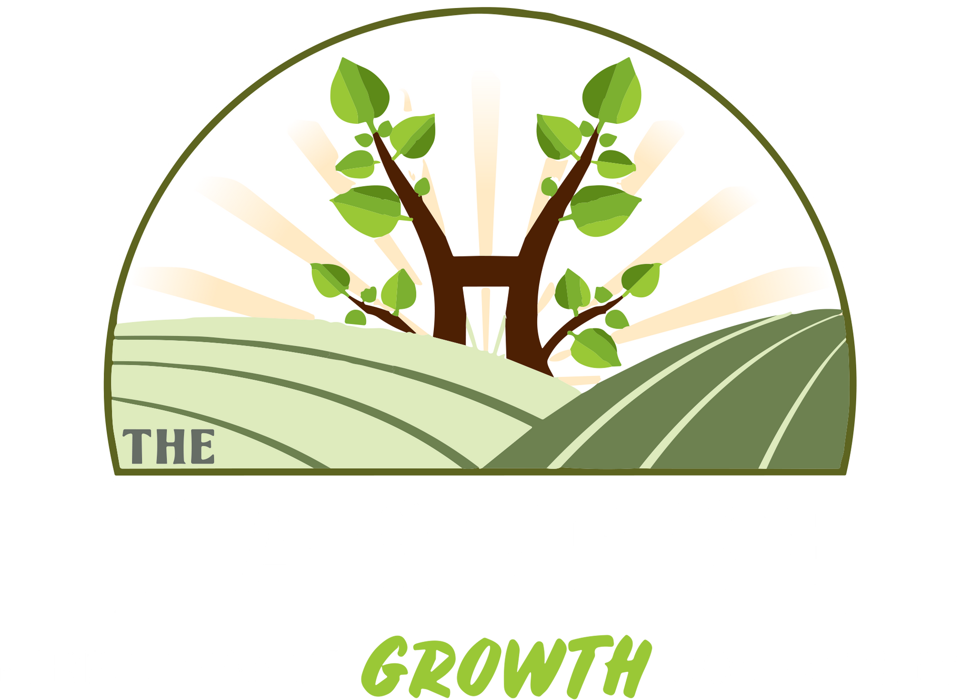 A logo for a company called the growth with a tree in the middle of a field.