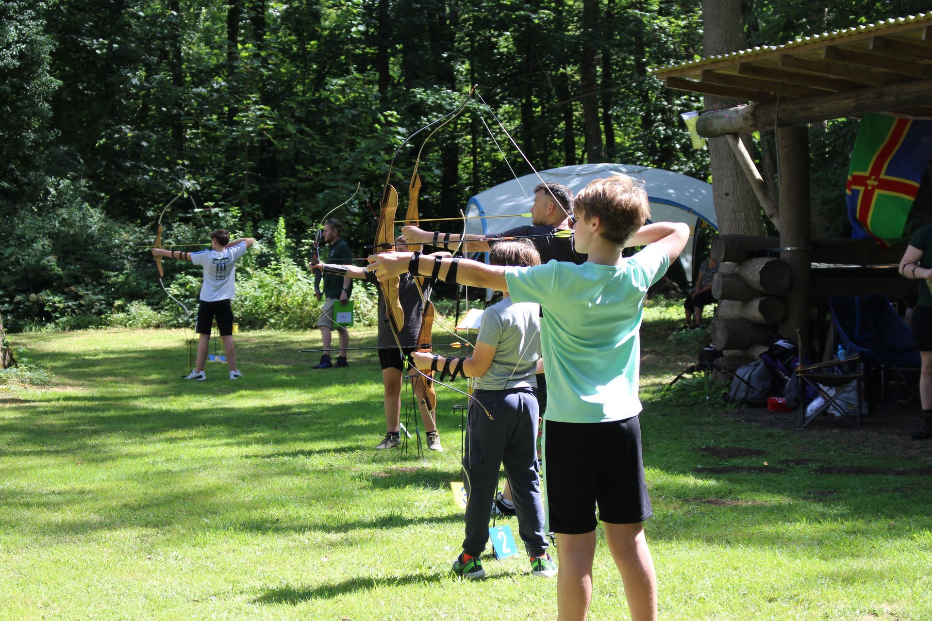 Archery participants of the Target Tournament at the shooting line