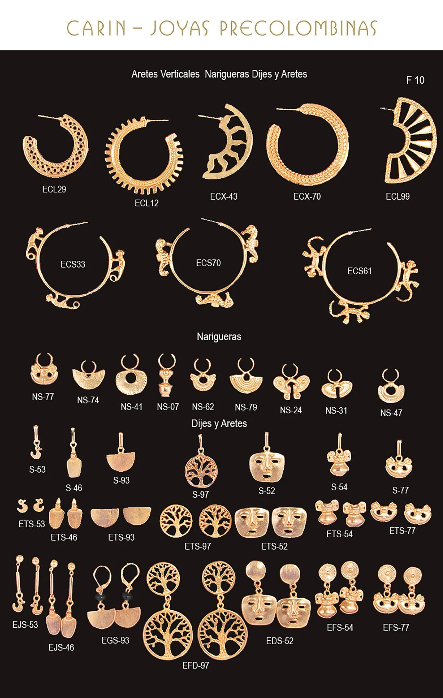 Accesorios artesanales precolombinos en oro