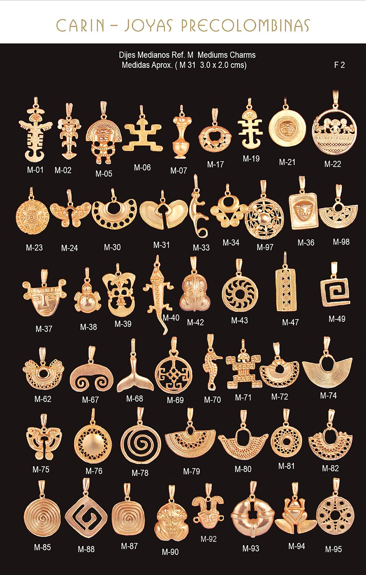 Dije precolombino en oro 24k inspirado en culturas indígenas