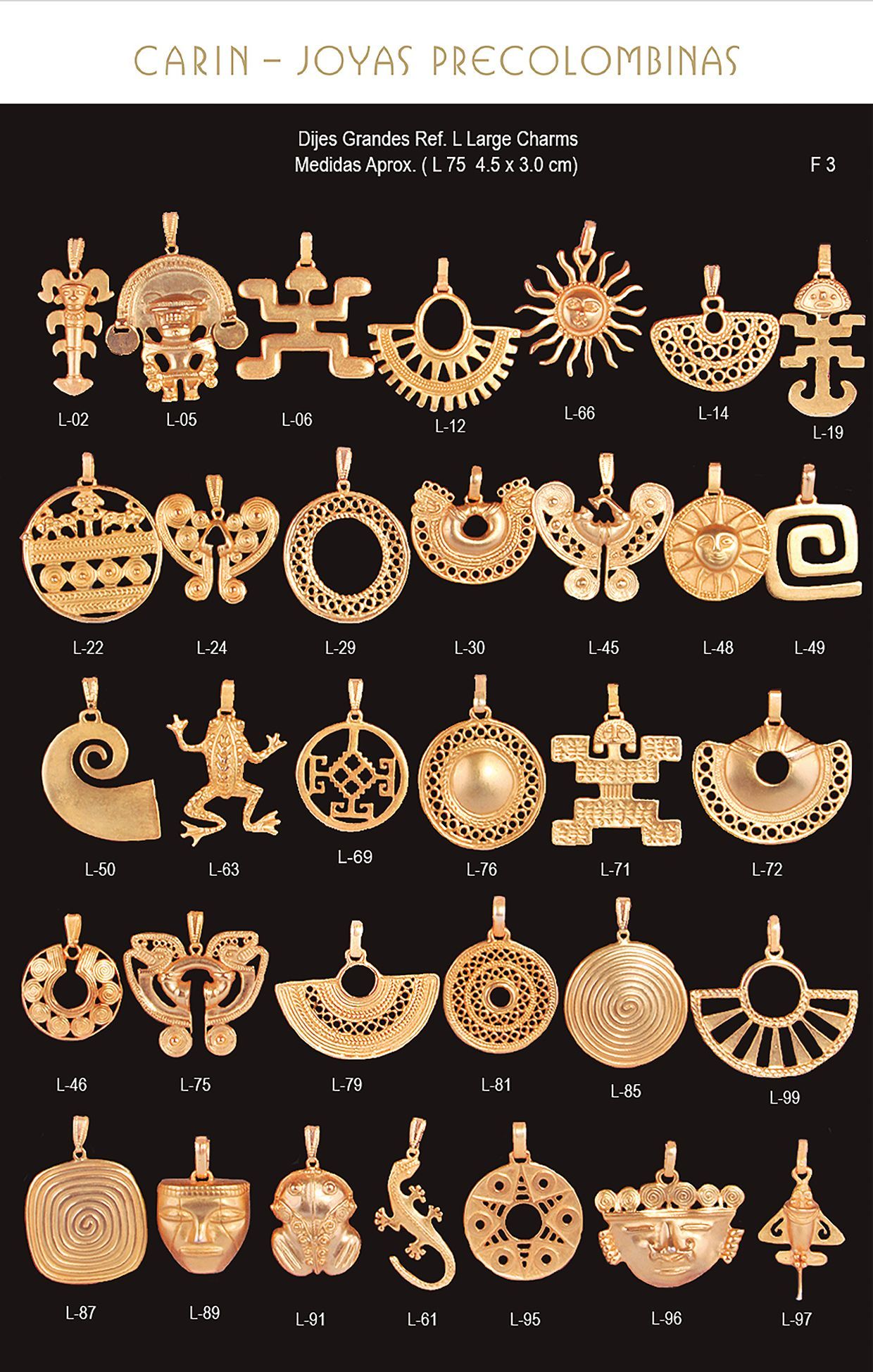 Dije artesanal con símbolos precolombinos de Colombia