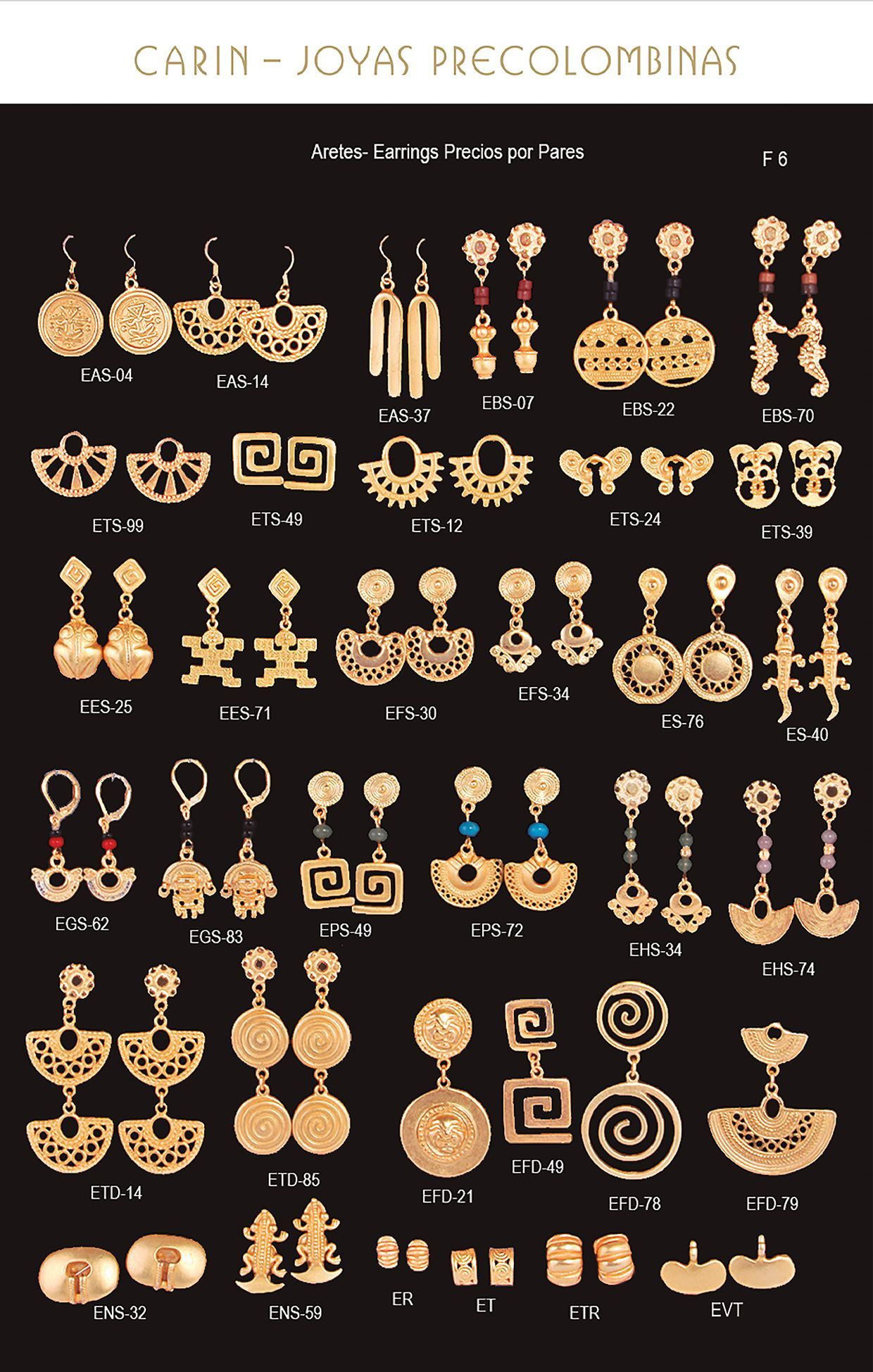 Aretes precolombinos en oro 24k hechos a mano