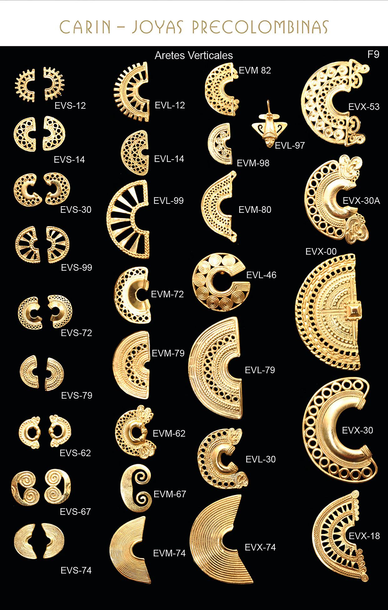 Aretes precolombinos en oro 24k hechos a mano