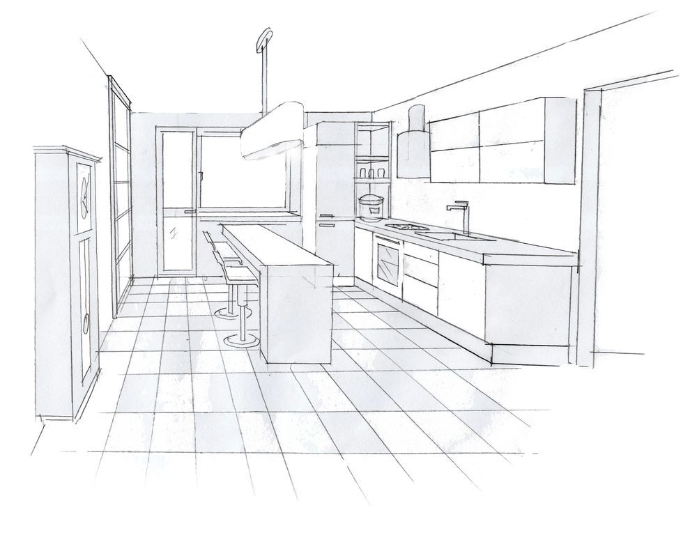Sketch of a Modern Kitchen — Mid North Coast Drafting & Construction in Forster, NSW