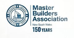 Master Builders Association logo: a blue emblem with a crane and building