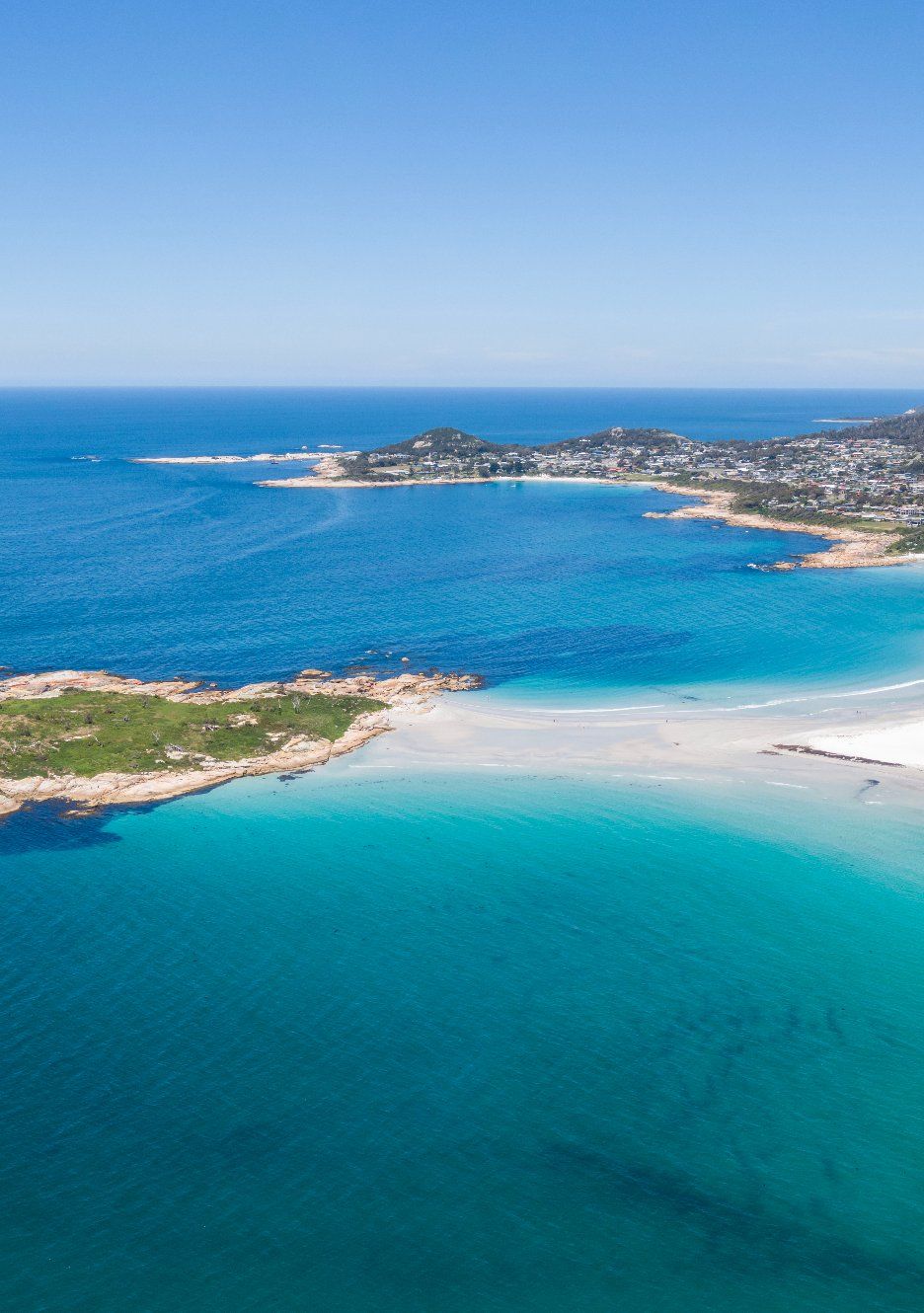 Blue Ocean Meeting White Sand Beach With Island — Mid North Coast Drafting & Construction in Diamond Beach, NSW