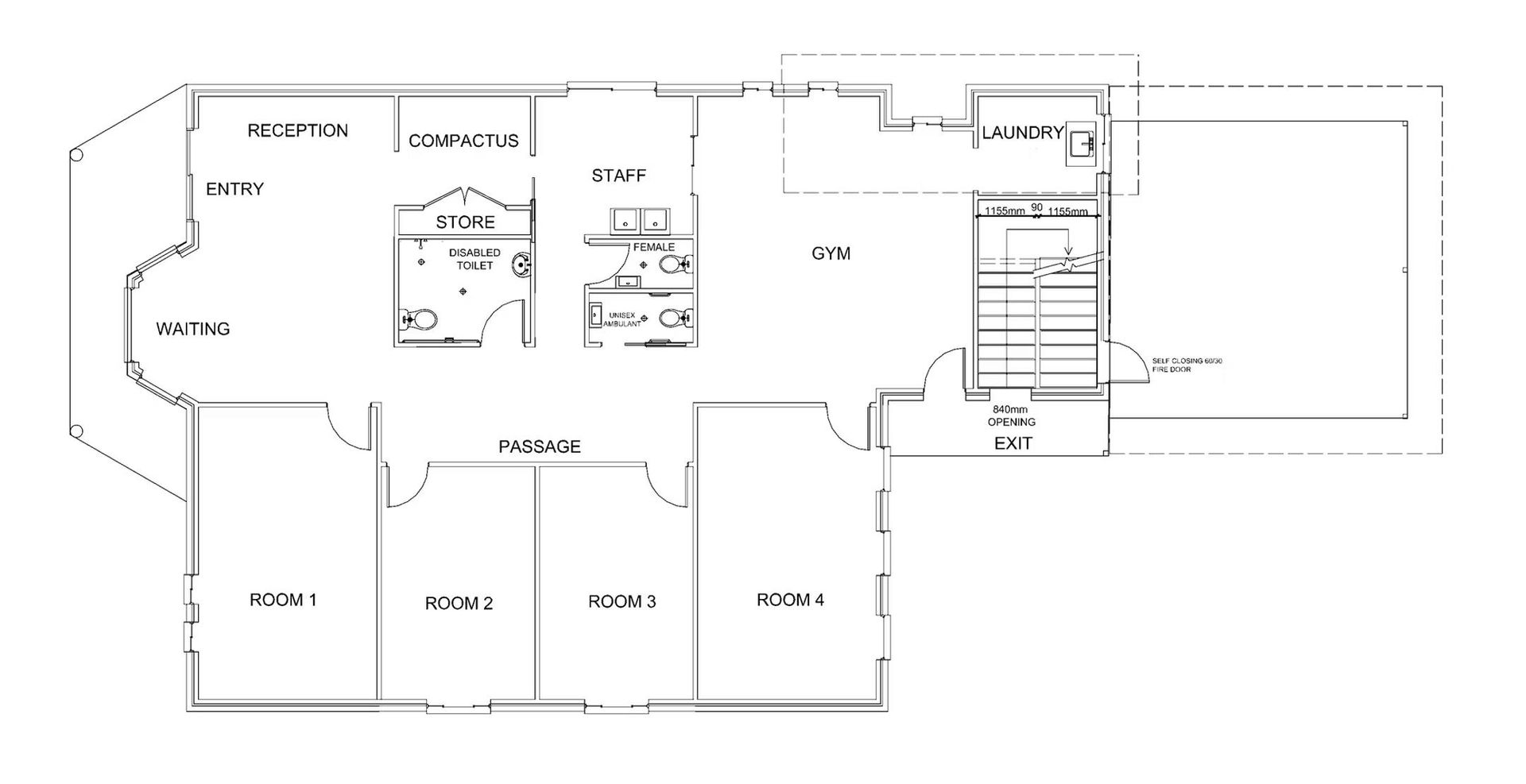 House Floor Plan With Bedrooms, Kitchen, Living Area, and Stairs — Mid North Coast Drafting & Construction in Taree, NSW