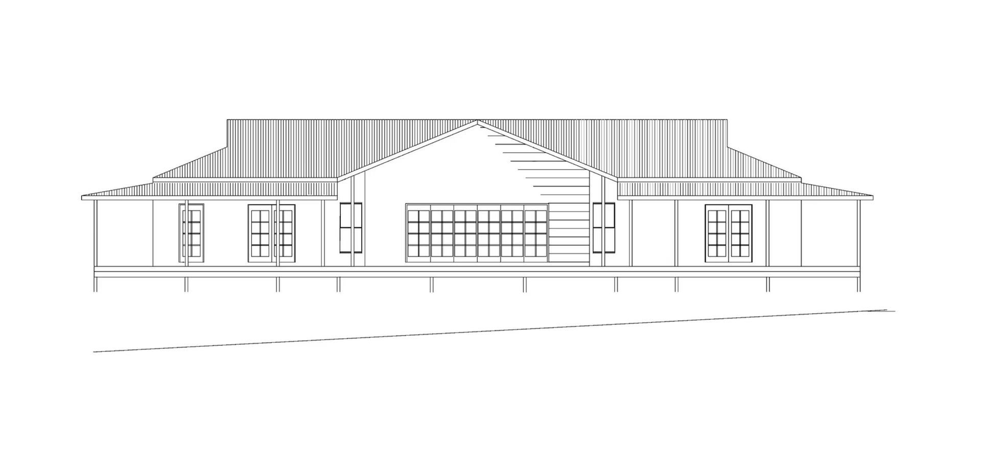 Architectural Drawing of Building With Pitched Roof and Large Window — Mid North Coast Drafting & Construction in Taree, NSW
