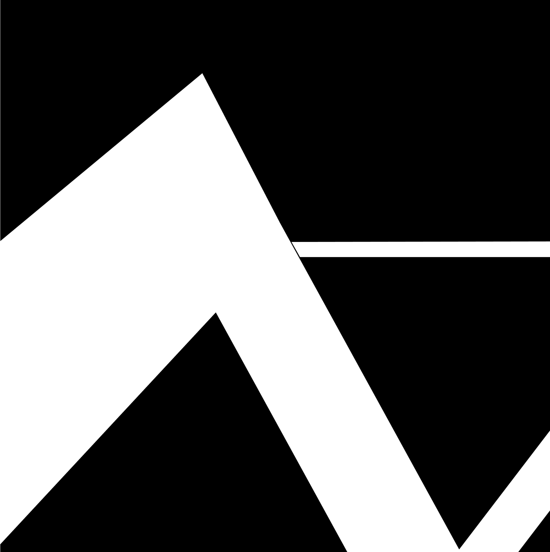White geometric shapes against black background; appears to be a logo.