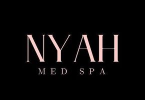 The logo for nyah med spa is on a black background.