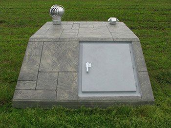 Decorative Concrete Sloped Front Storm Shelter Gray