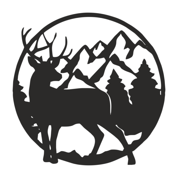 Deer in front of mountains logo