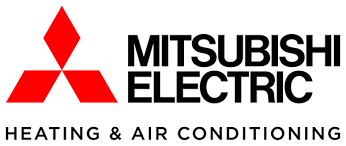 Mitsubishi Electric logo with red diamonds and black text, 