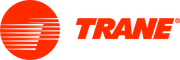 Trane logo: Orange circle with abstract lines and the name