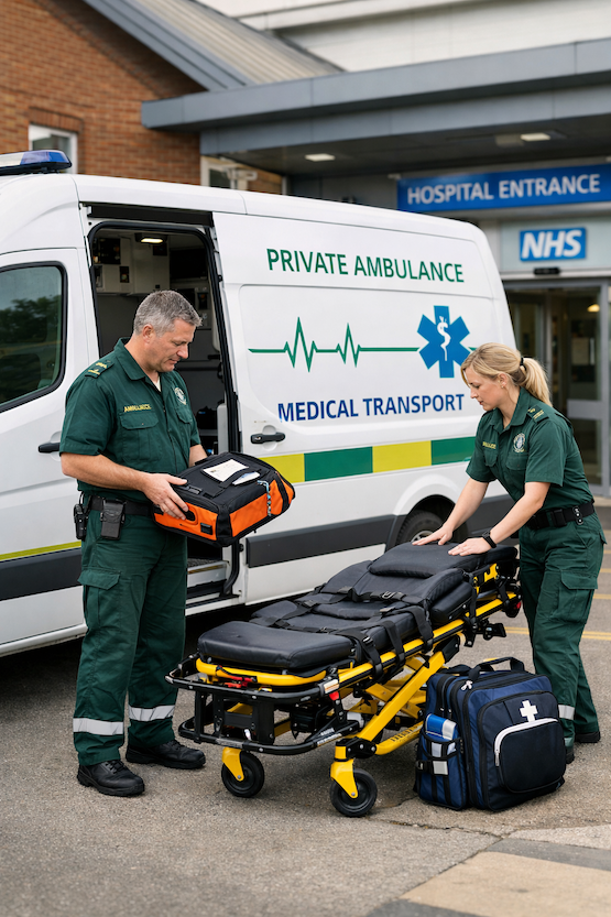 Black Mercedes-Benz station wagon parked on a paved driveway in front of a stone building with an arched doorway.
