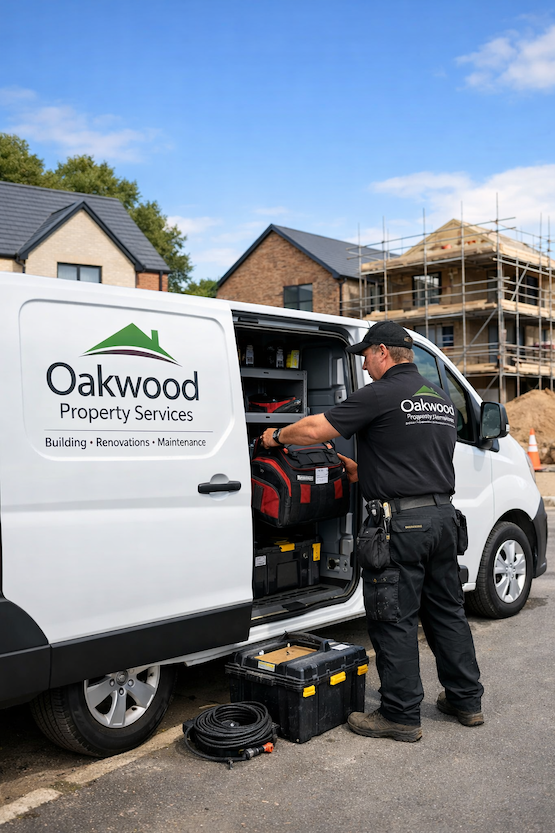 Black hearse and sedan on a street lined with buildings and a pub.