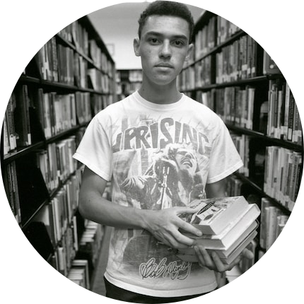 teenager with books