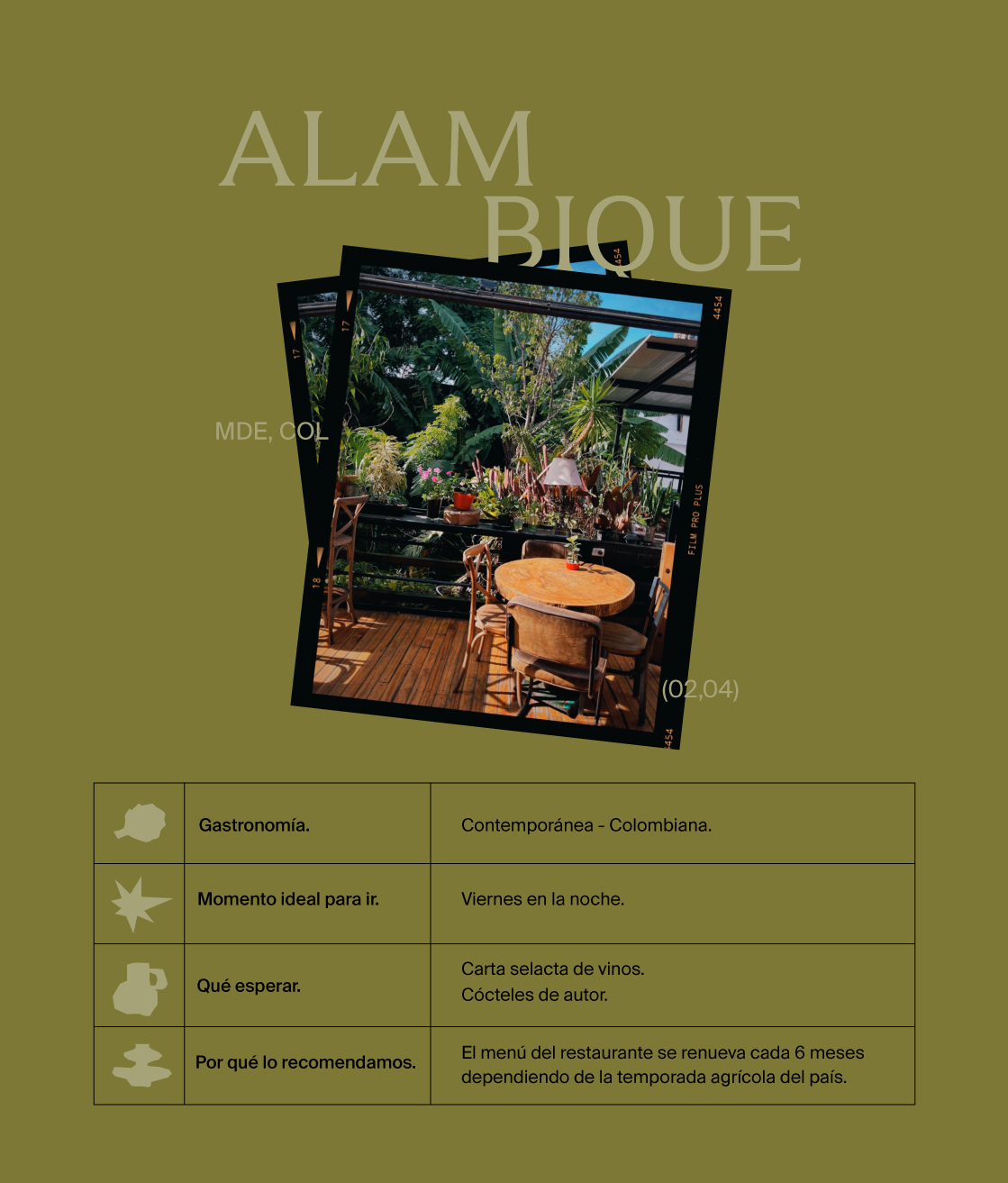 Un cartel de Alam Bique con la imagen de una mesa y sillas.