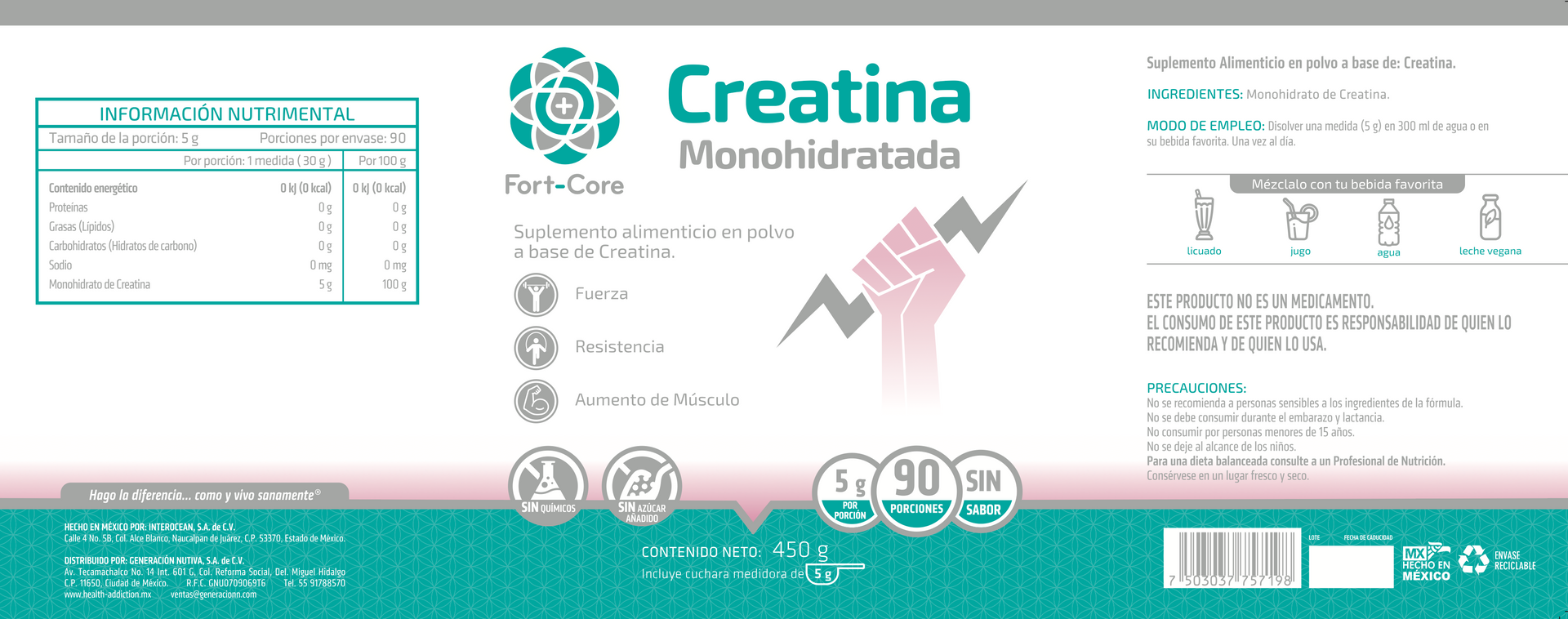 Creatina Monohidratada Fort Core