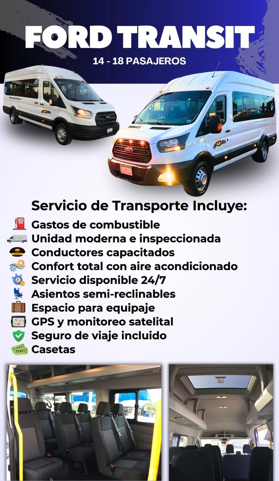 servicio de transporte 14-18 pasajeros