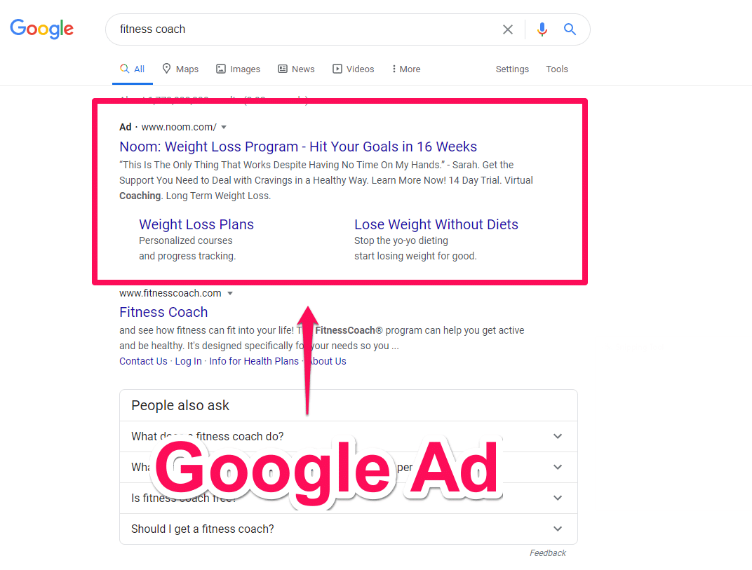 showing what a google ad is