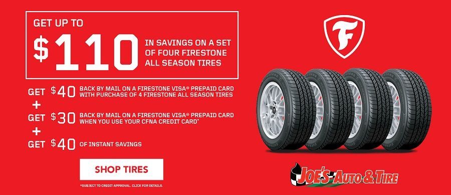 Advertisement for tires with text 