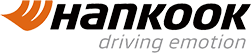Hankook tire logo with orange design element above the text