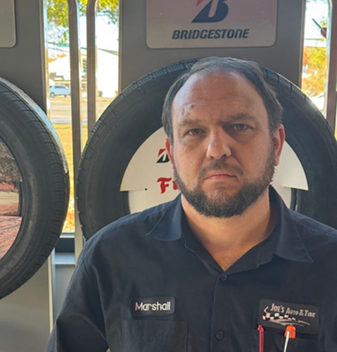 Man in black work shirt, 