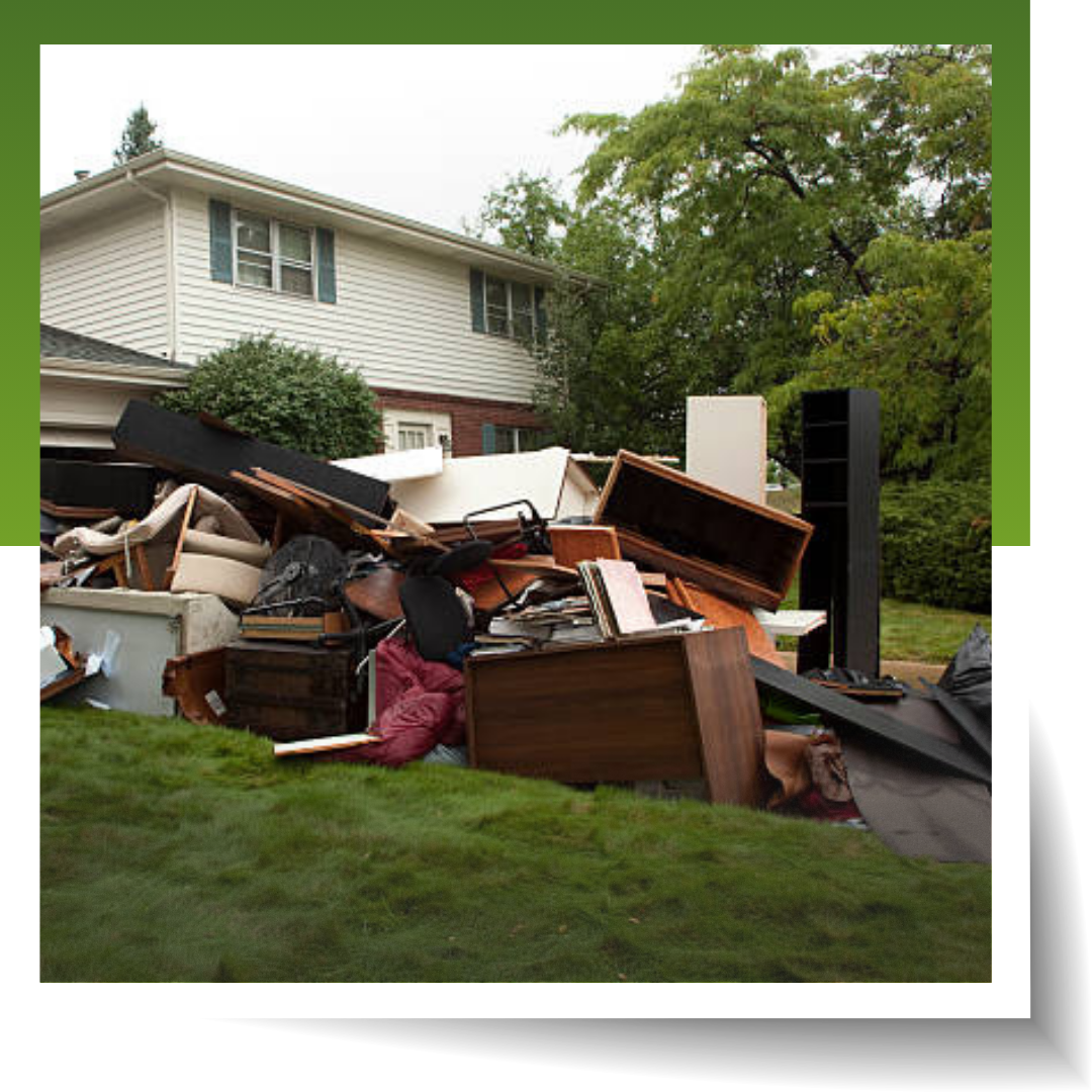 A pile of garbage outside the house