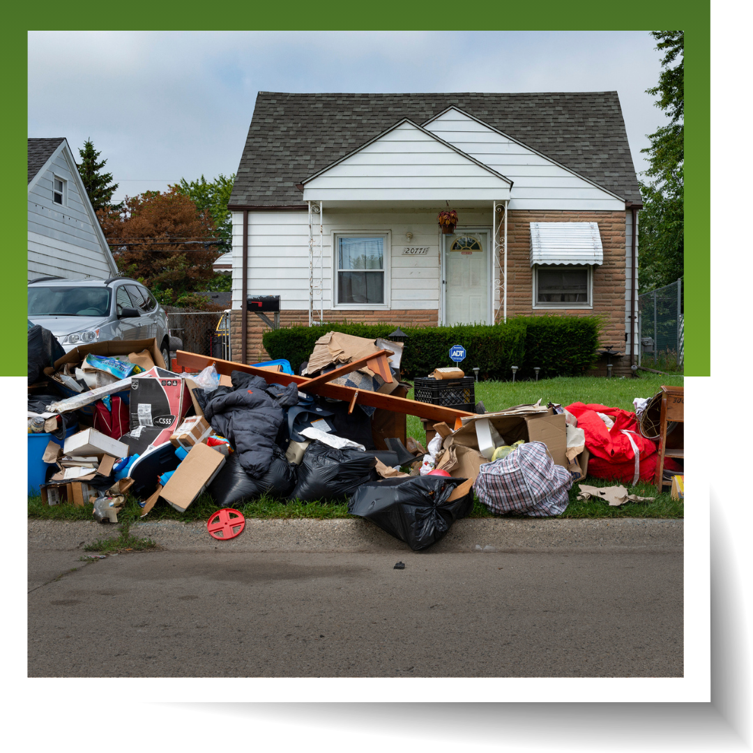 A pile of garbage outside the house