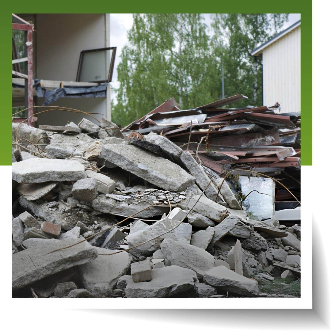 A pile of concrete waste materials
