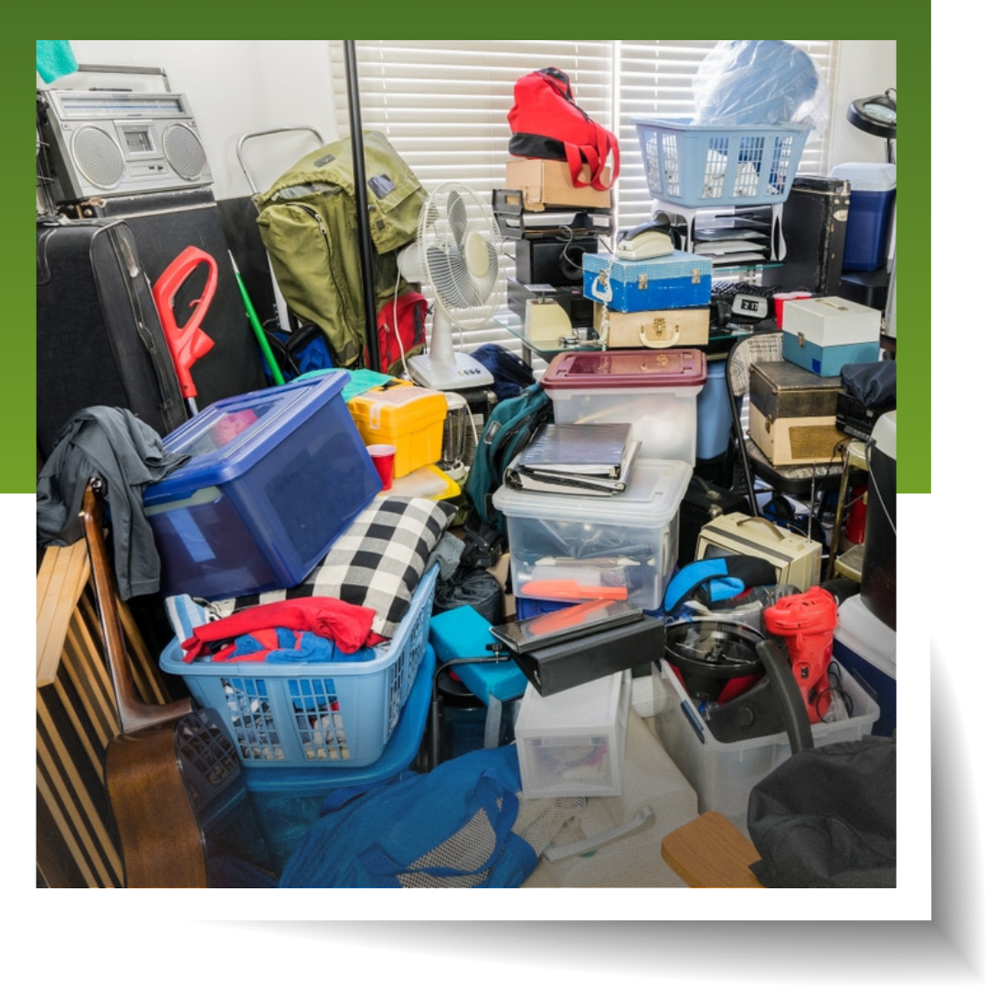 A pile of hoarded materials, messy room