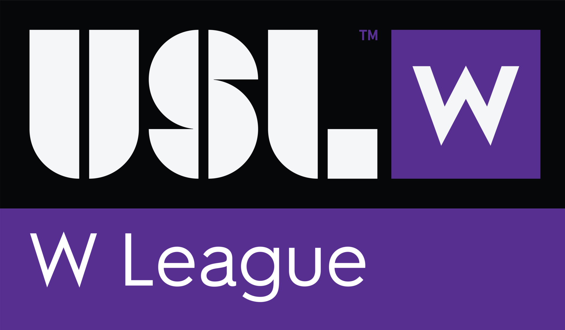 A logo for usl w league with a purple background