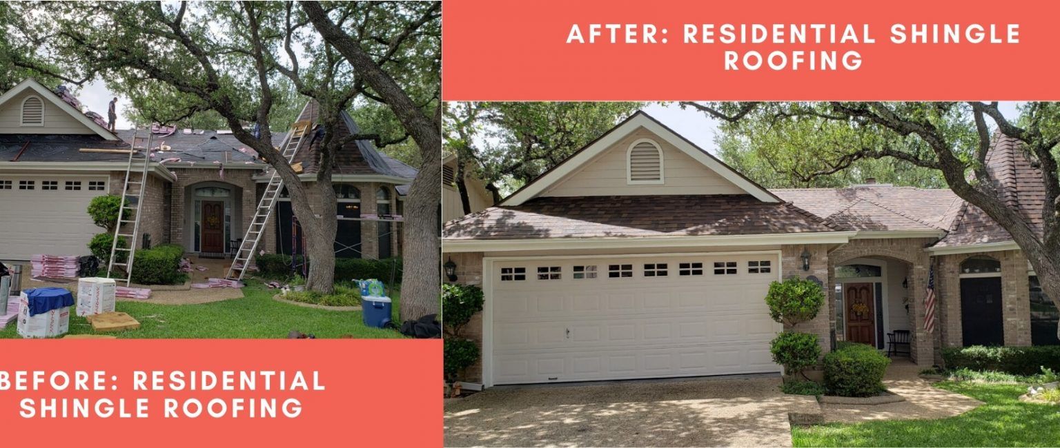 Before and After of Residential Shingle Roofing — San Antonio, TX — Alexander’s Roofing