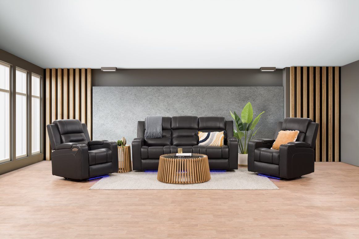 Living Room Interior with Black Lounge Set — High-Quality Furniture in Warwick, QLD