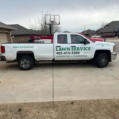 Oklahoma City lawn care company service truck
