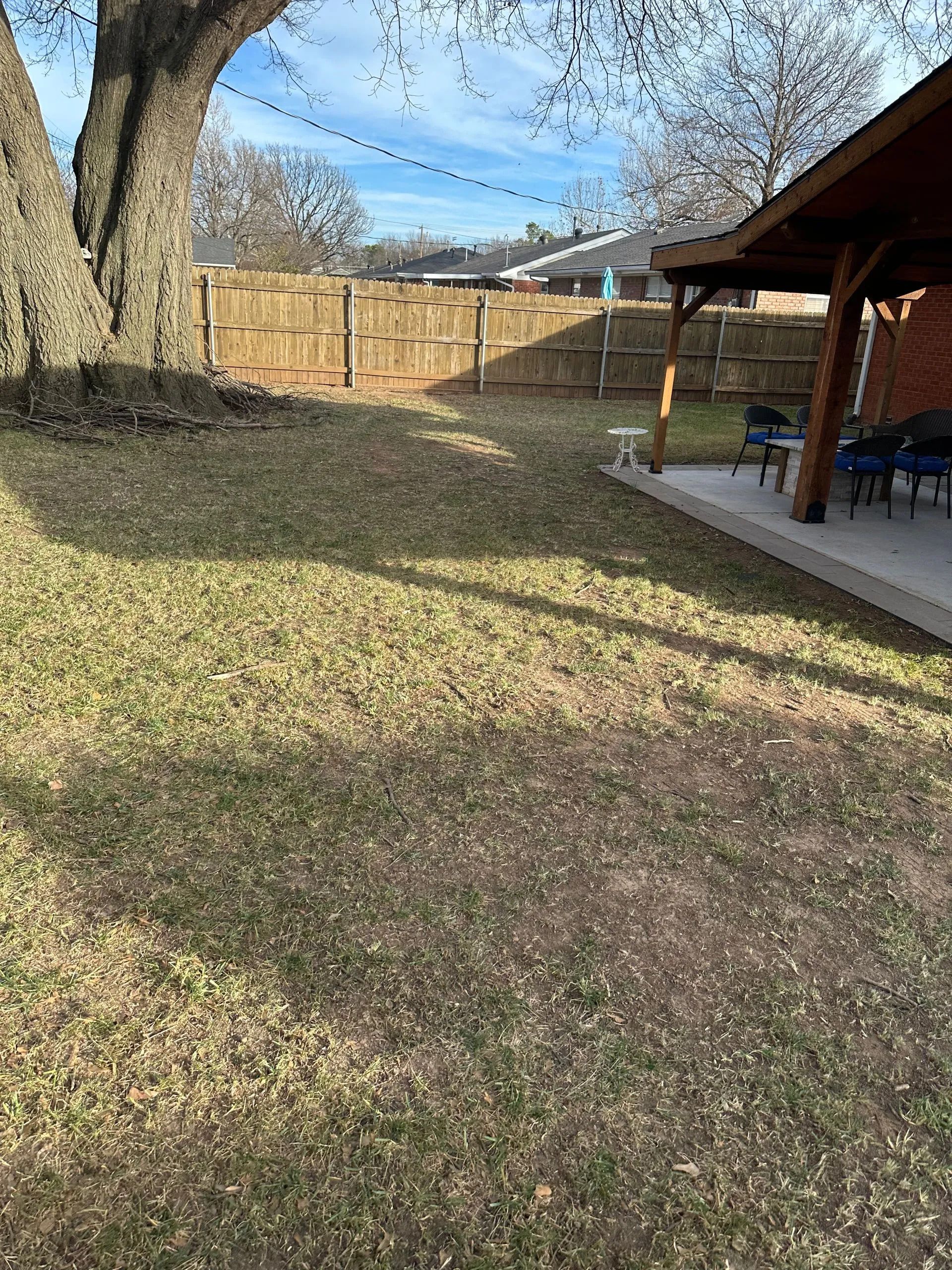 Spring yard cleanup after winter debris