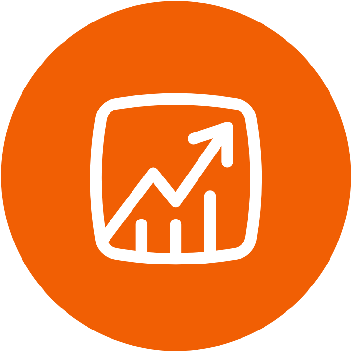 An icon depicting a positive moving graph.